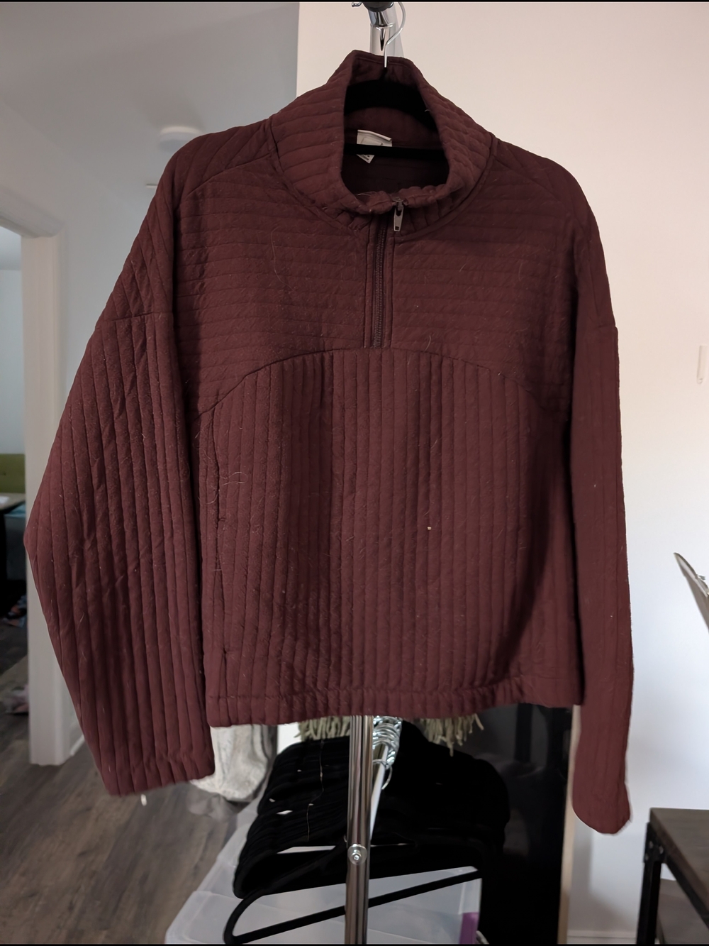 a new day Quilted Half-Zip Sweater in Burgundy